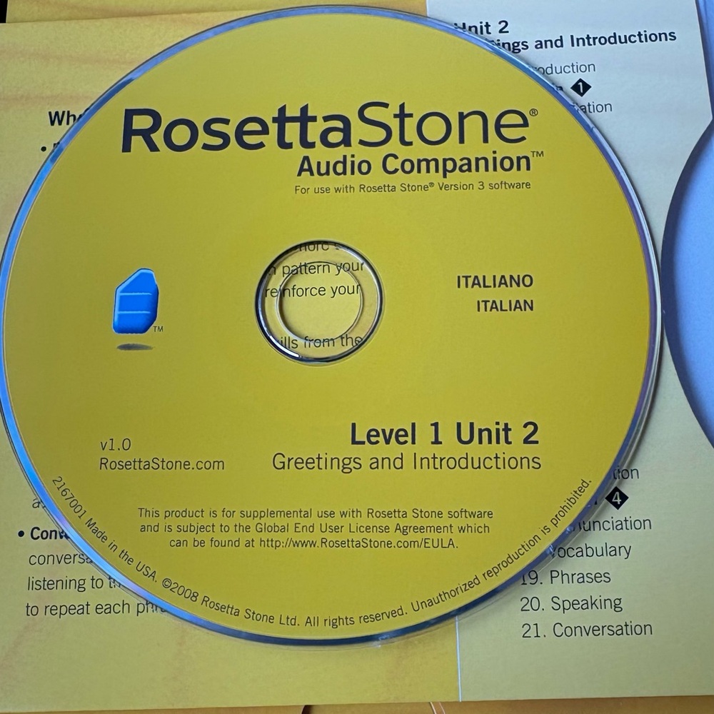 Rosetta Stone Language Learning Software Box Set Level 1 Italian 4 CD’s - Picture 10 of 15